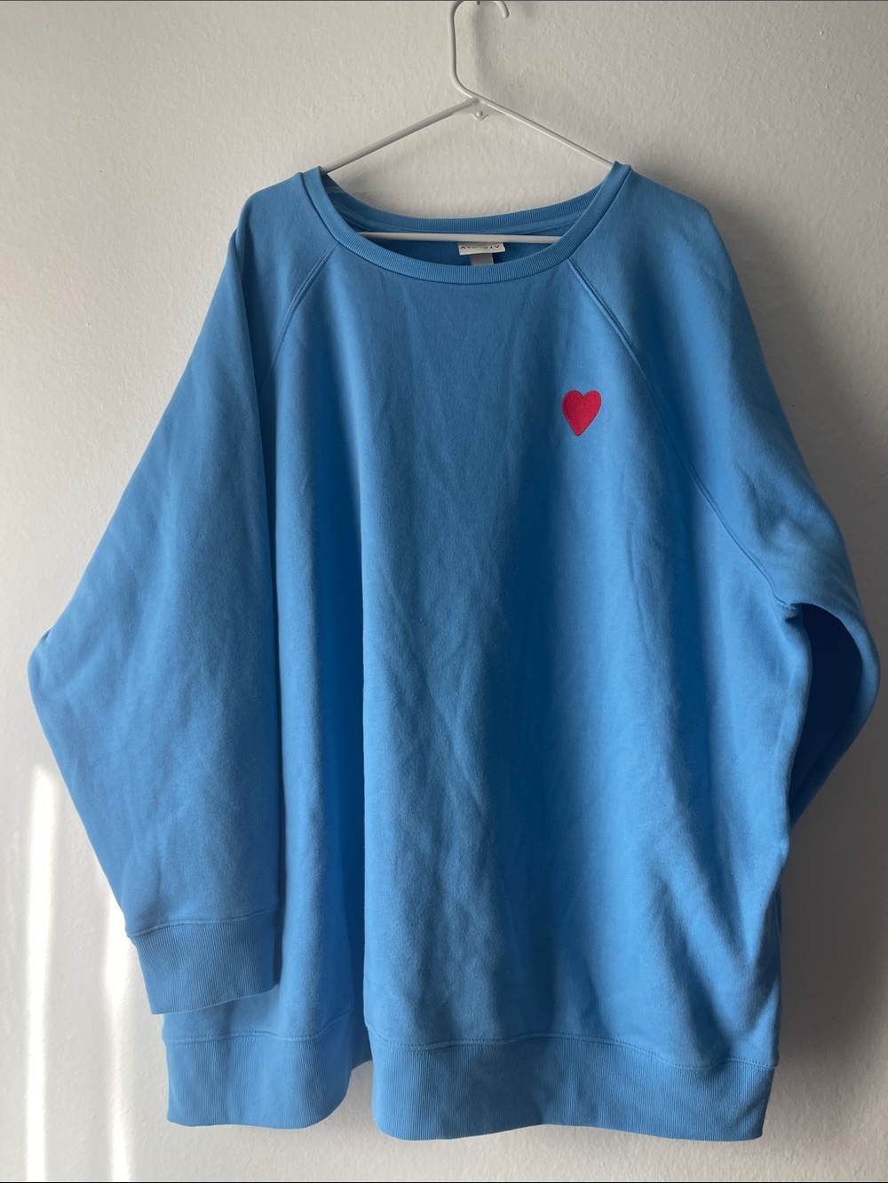 Ava & Viv Light Blue Crewneck Sweatshirt with Red Heart